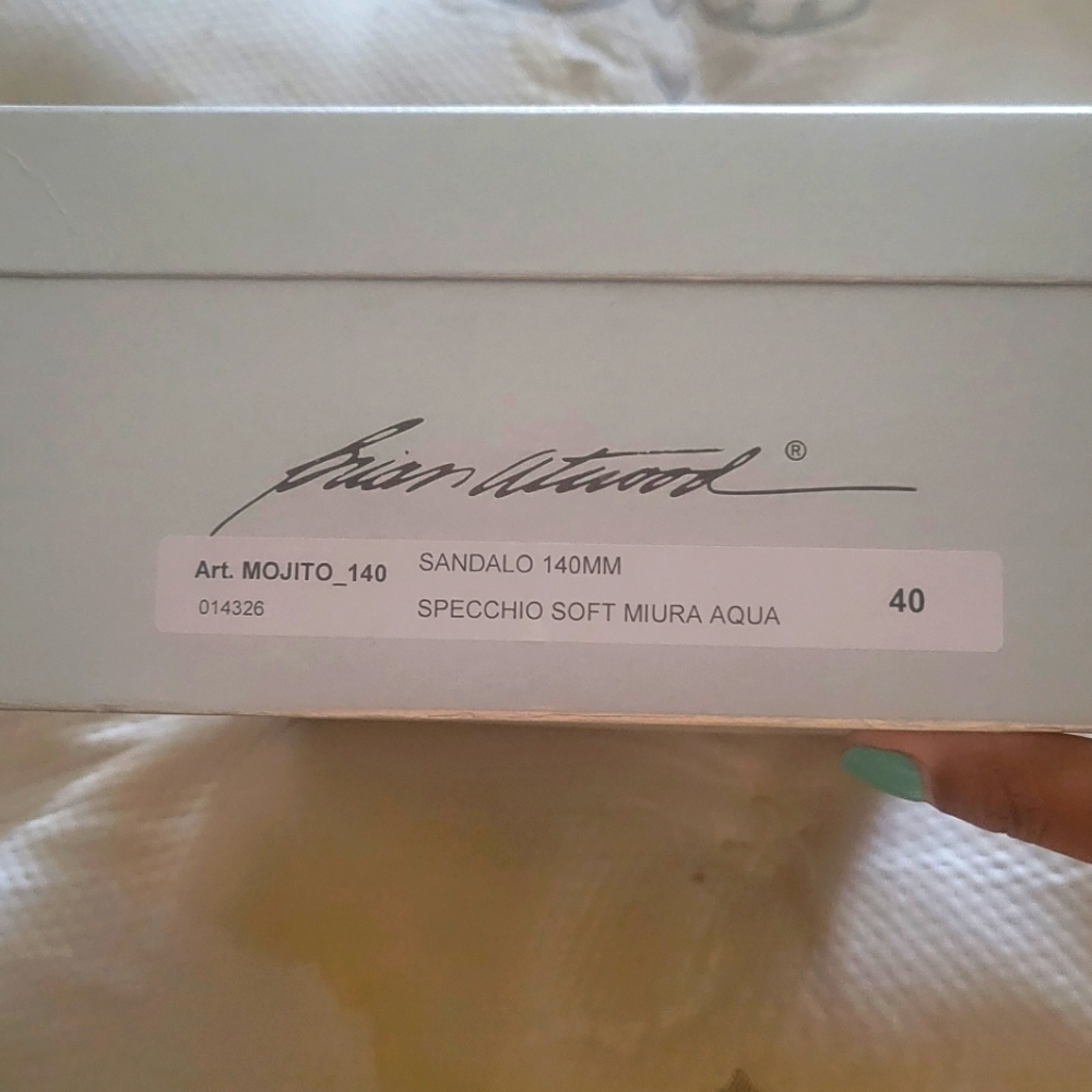 Brian Atwood ART MOJITO Sandal, Size 40 (Aqua)